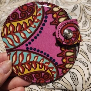 Vera Bradley Pink Paisley Compact Mirror Wallet